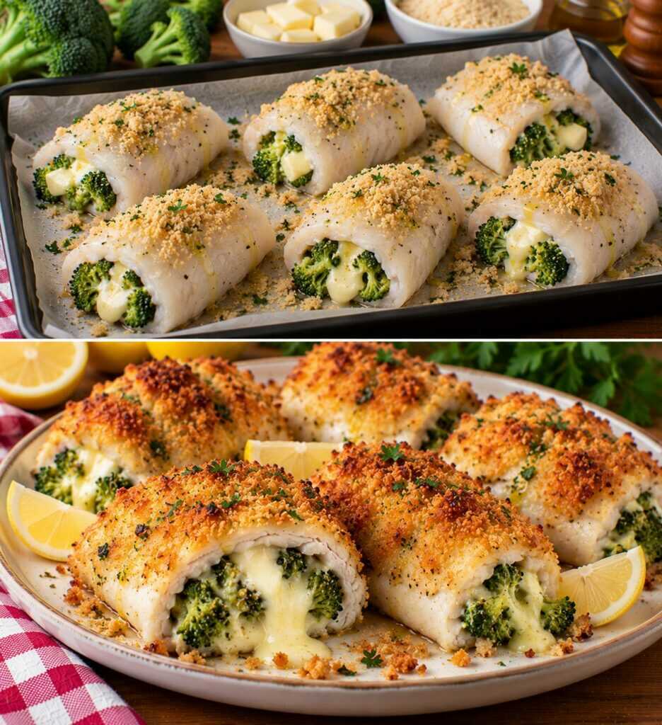 Filetti di Merluzzo Ripieni di Broccoli e Provola con Panatura Dorata: Croccanti Fuori e Filanti Dentro