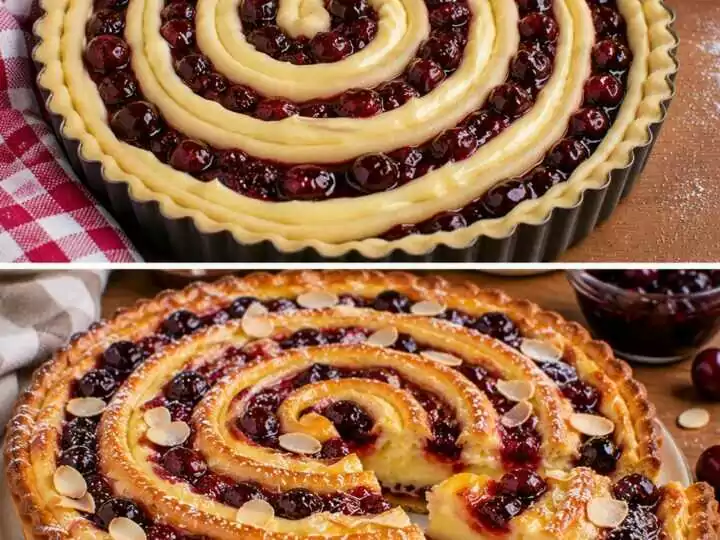 Crostata a Spirale con Crema Pasticcera e Confettura di Amarene