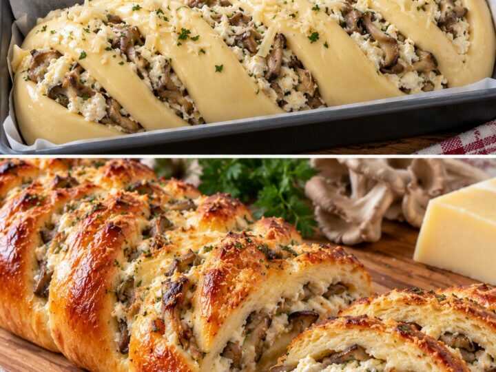 🍞 Treccia di Pane Soffice con Funghi Pleurotus, Ricotta e Caciocavallo