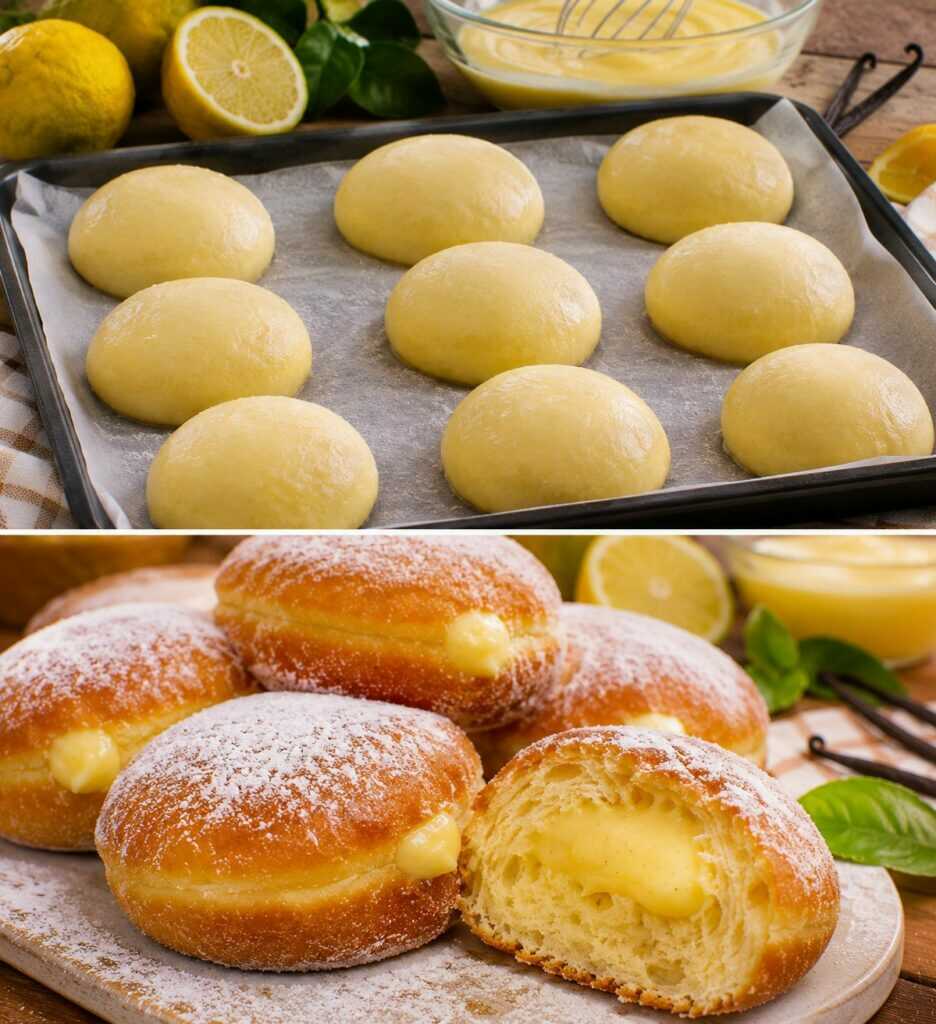 Bomboloni Soffici Ripieni di Crema al Bergamotto e Vaniglia