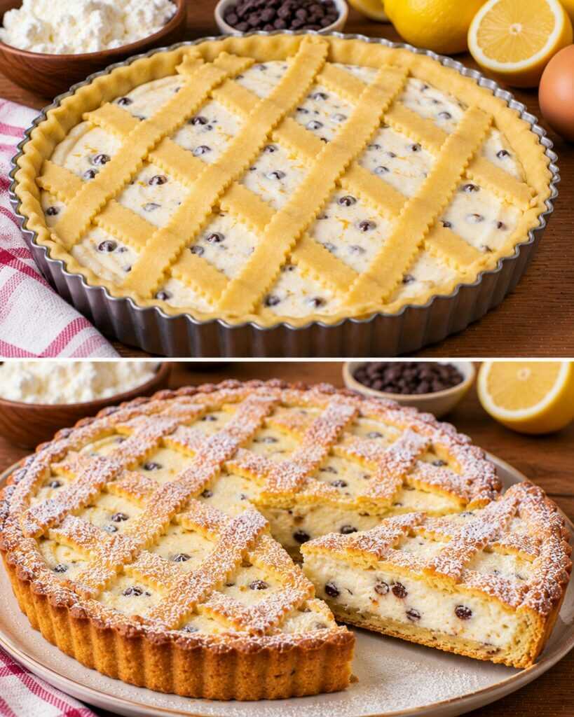 Crostata alla Ricotta di Pecora con Gocce di Cioccolato e Scorza di Limone
