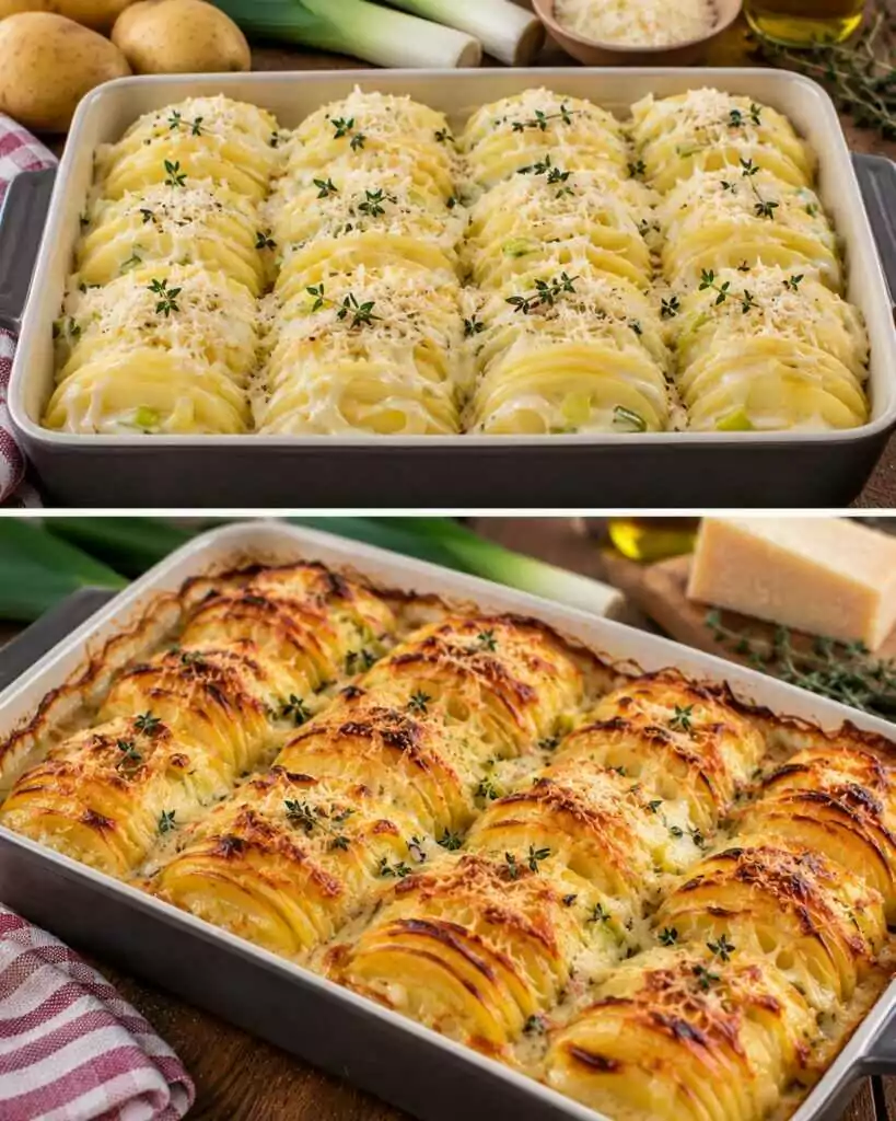 🥔 Patate a Millefoglie con Crema di Porri, Parmigiano e Timo 🧀🌿