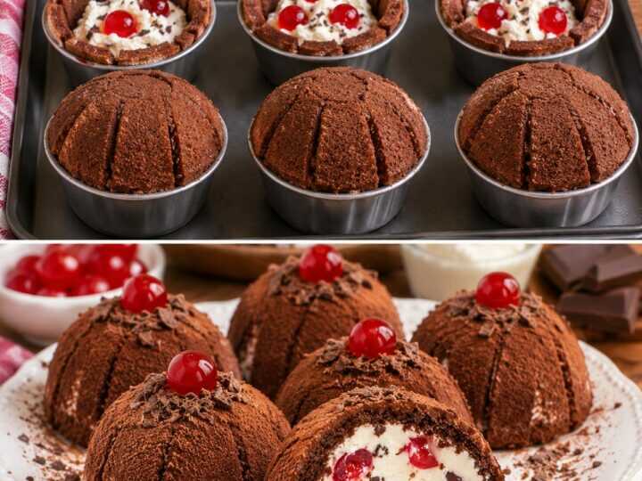 Mini Zuccotti al Cacao con Crema di Ricotta e Ciliegie Candite