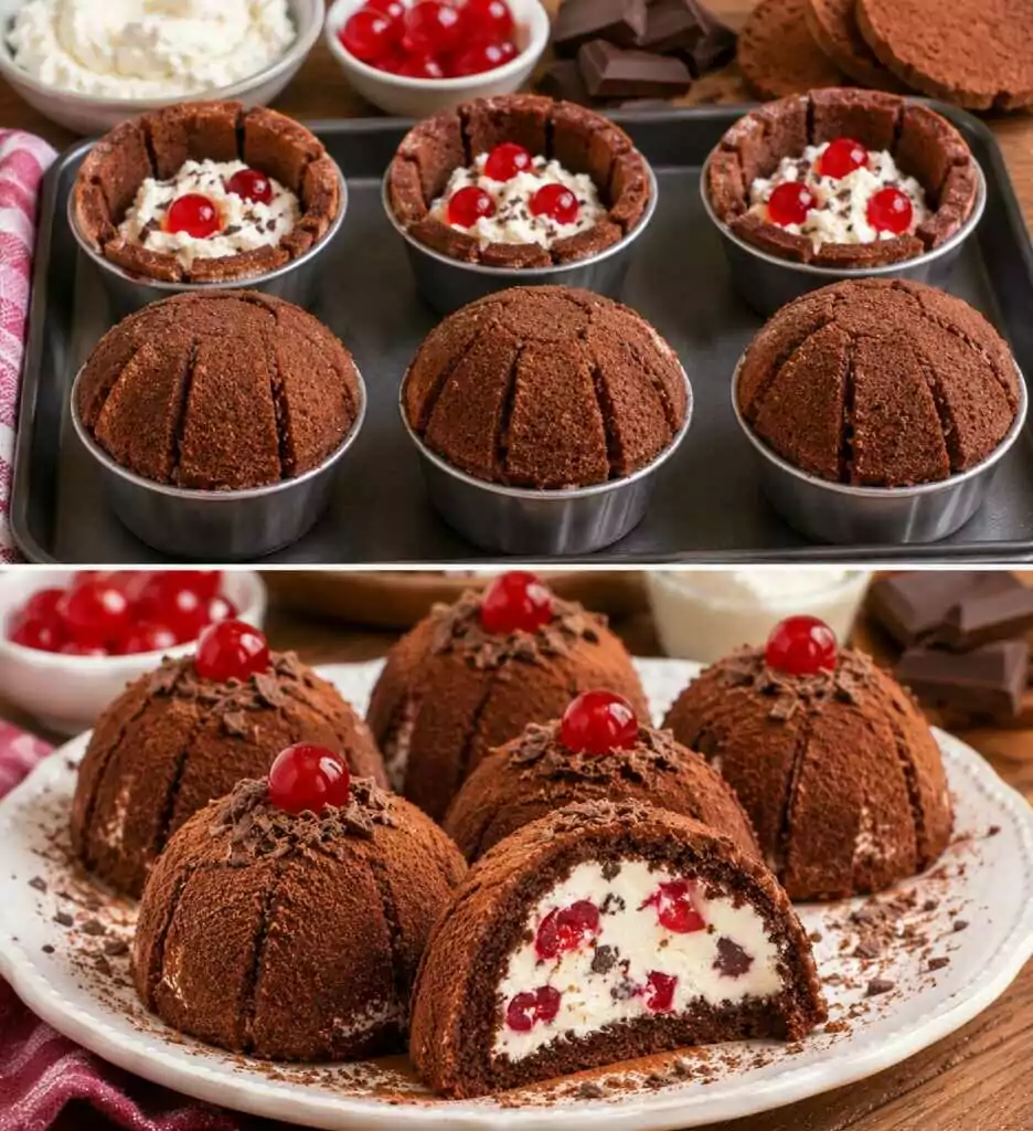 Mini Zuccotti al Cacao con Crema di Ricotta e Ciliegie Candite