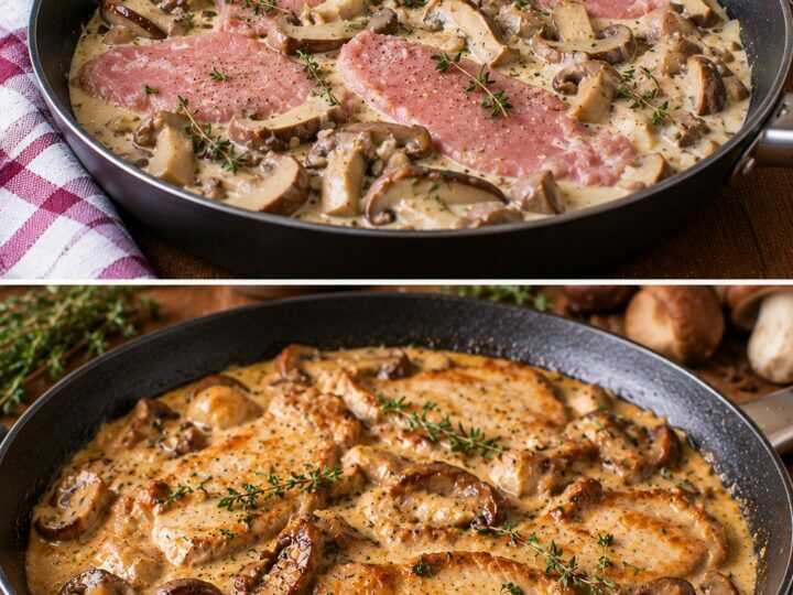 Scaloppine di Vitello con Crema di Porcini, Marsala e Timo