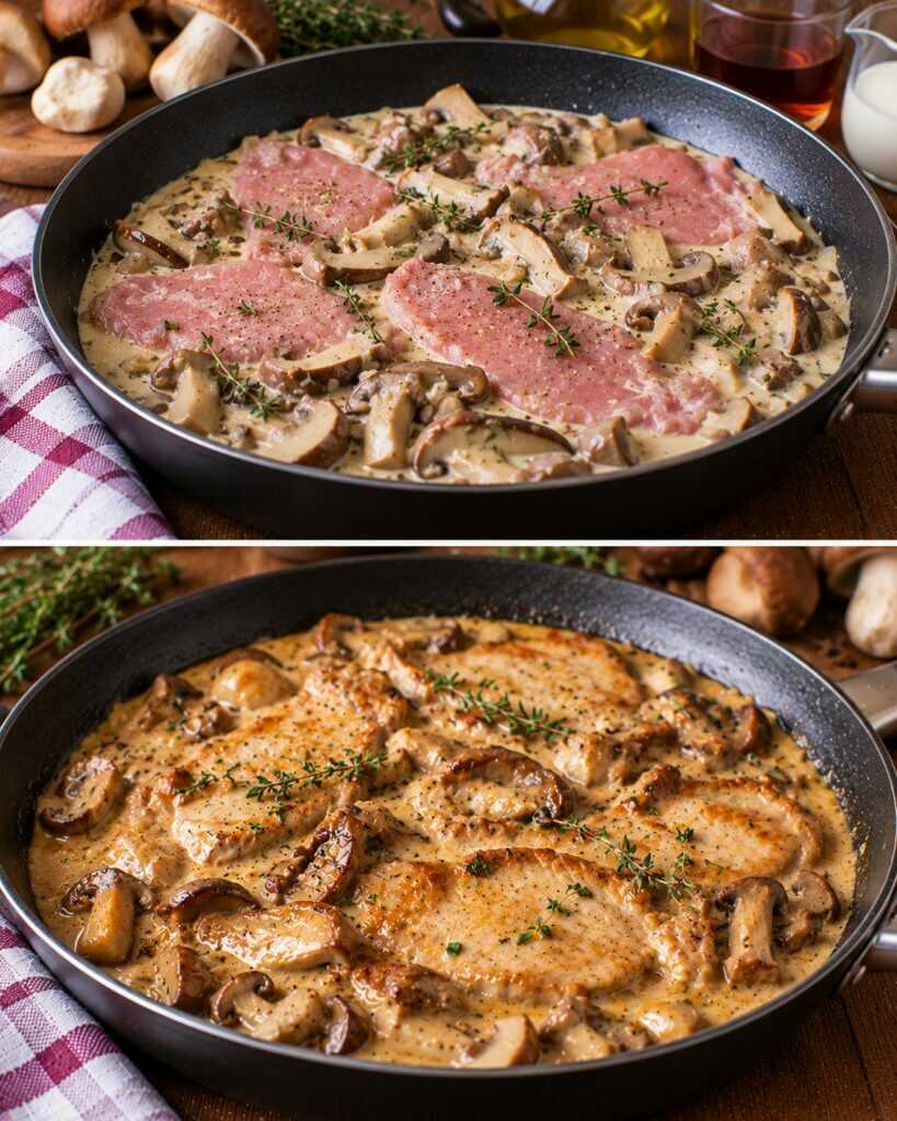 Scaloppine di Vitello con Crema di Porcini, Marsala e Timo