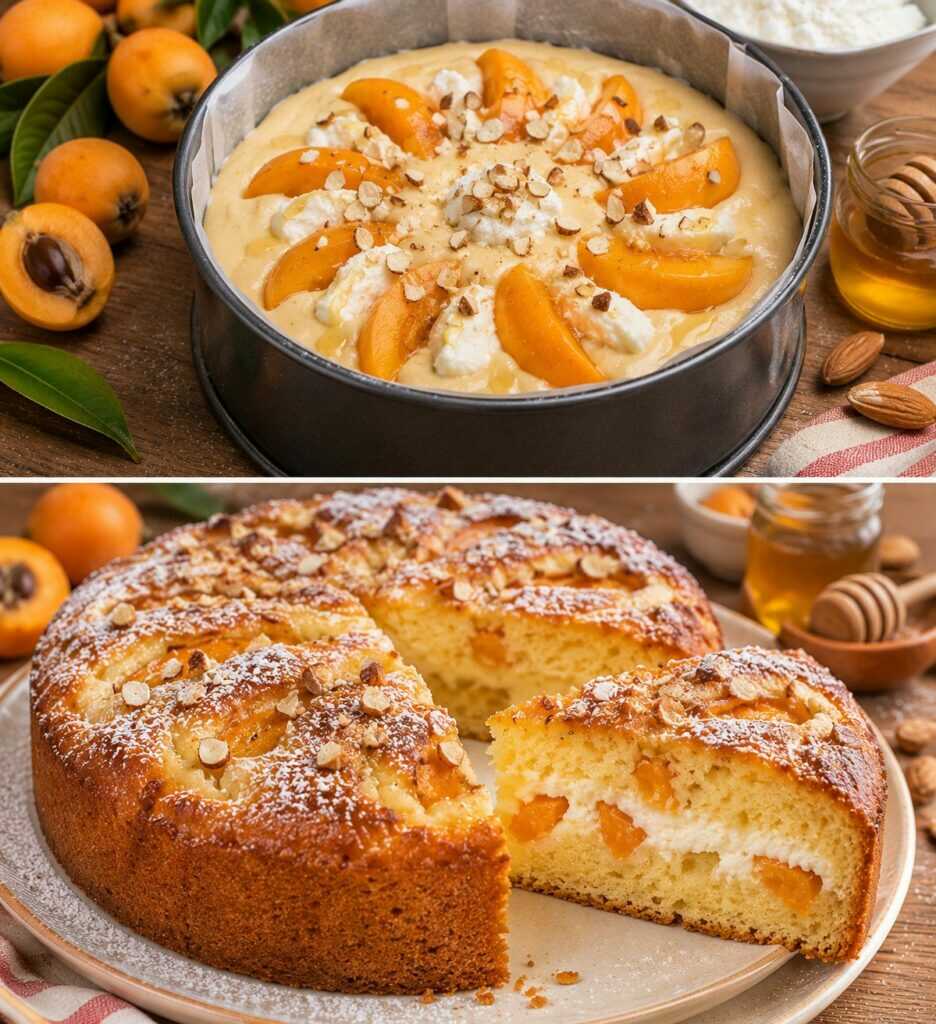 Torta Soffice alle Nespole con Crema di Ricotta e Miele