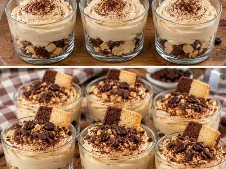 ☕ Coppe di Crema al Cappuccino con Biscotti al Burro e Cacao 🍫