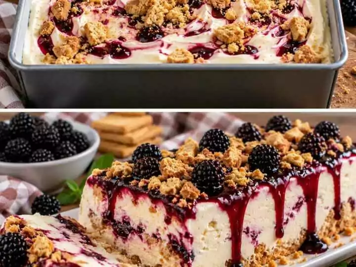 🍇 Semifreddo al Mascarpone con Salsa alle More e Crumble di Biscotti