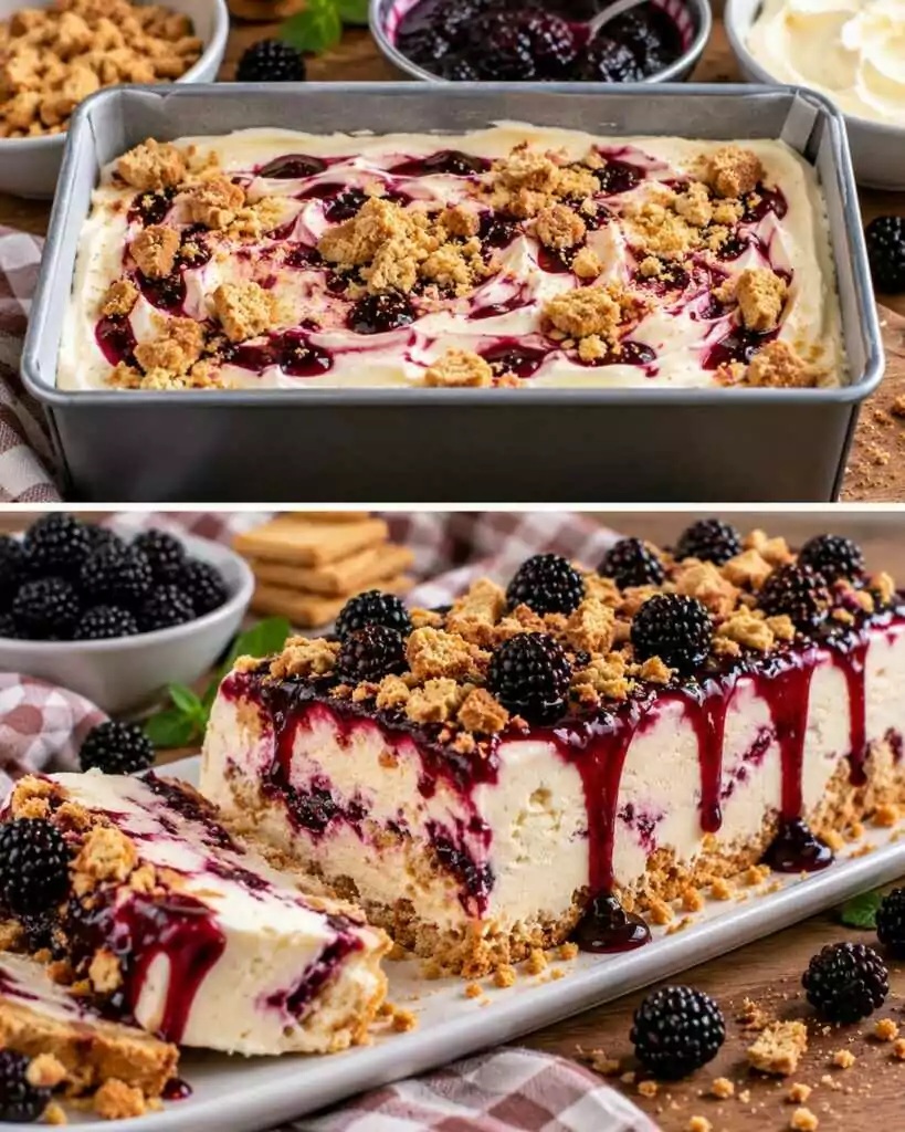 🍇 Semifreddo al Mascarpone con Salsa alle More e Crumble di Biscotti