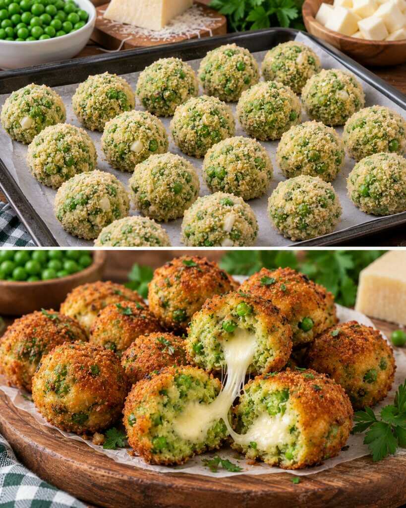 Polpettine Croccanti di Piselli e Pecorino con Cuore di Scamorza