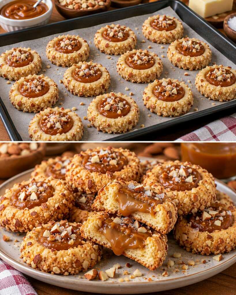 🍪 Biscotti Ripieni di Crema al Caramello Salato e Granella di Mandorle