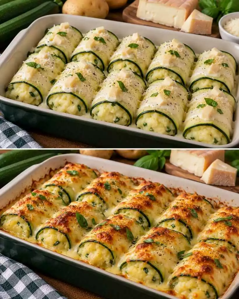 Zucchine a Cannellone con Crema di Patate, Taleggio e Basilico