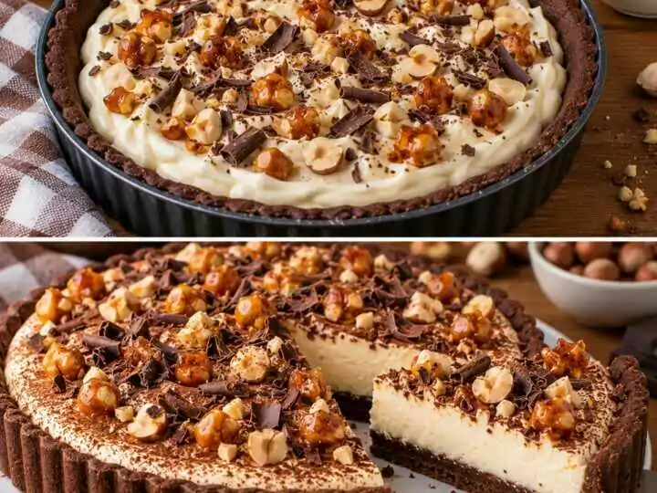 Crostata al Cacao con Crema di Mascarpone e Nocciole Caramellate