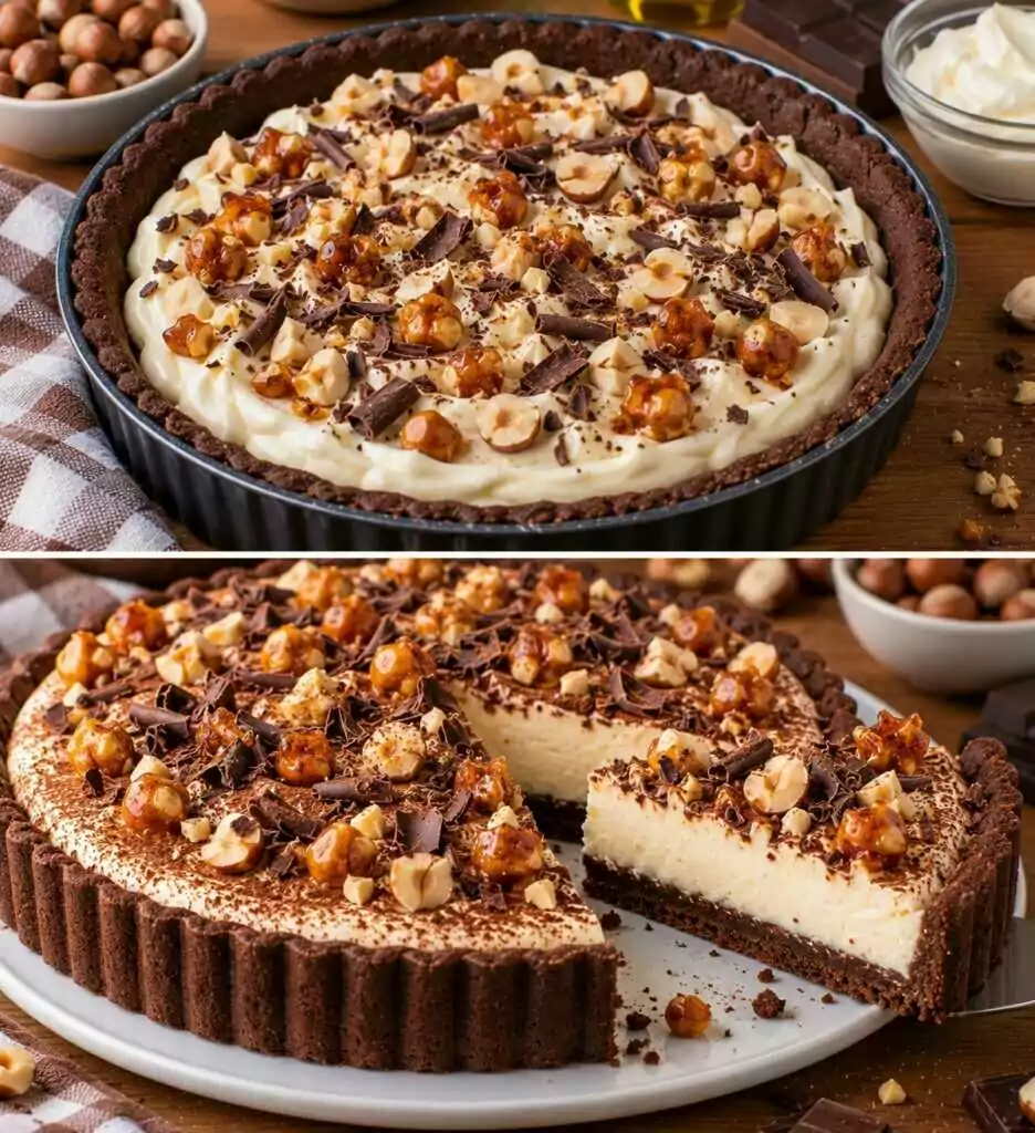 Crostata al Cacao con Crema di Mascarpone e Nocciole Caramellate