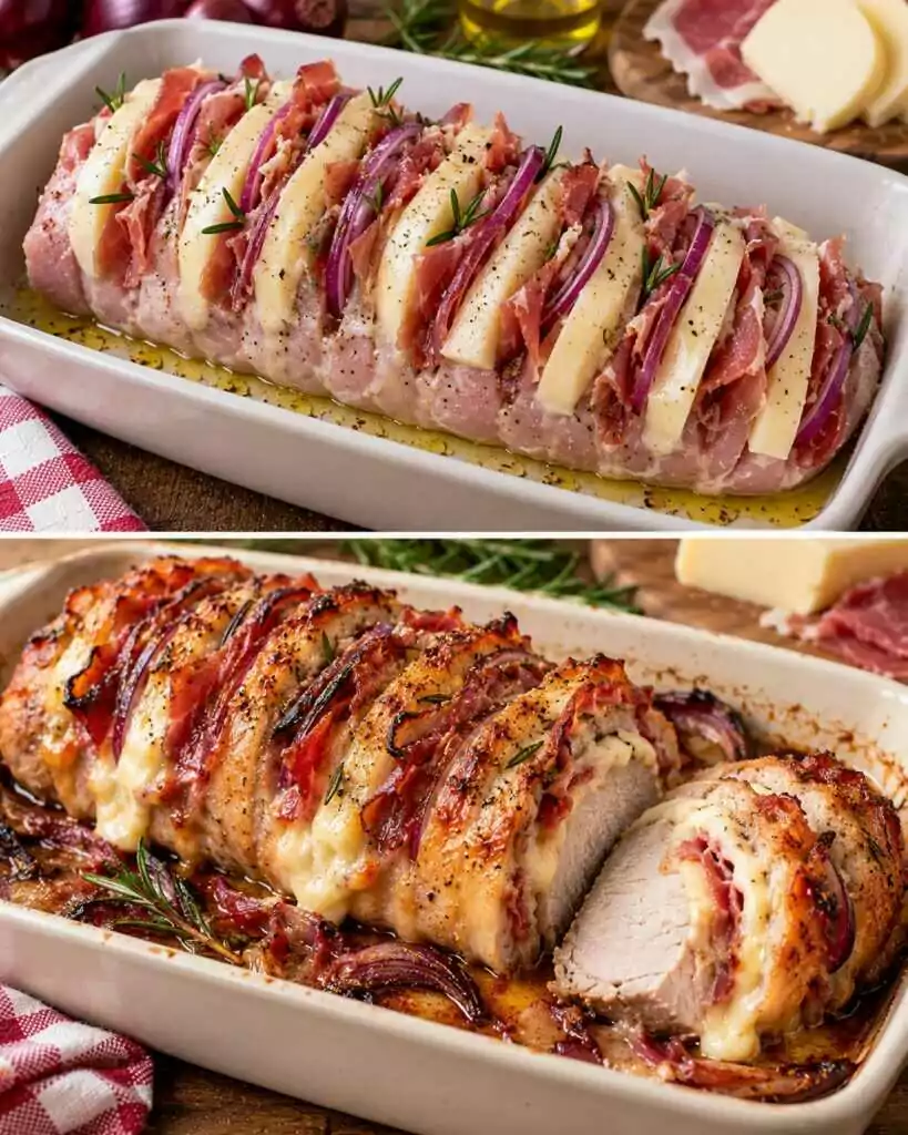 Lonza a Fisarmonica con Speck, Provola e Cipolle Rosse