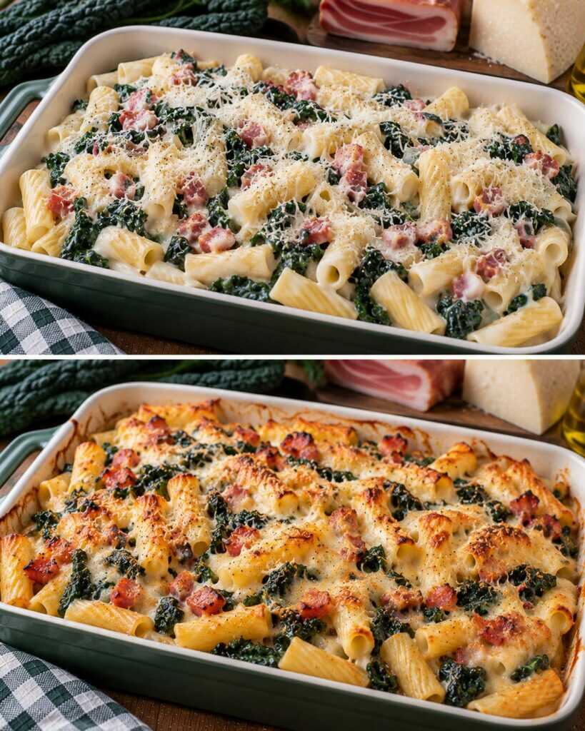Sedanini Cremosi con Cavolo Nero, Pancetta e Pecorino