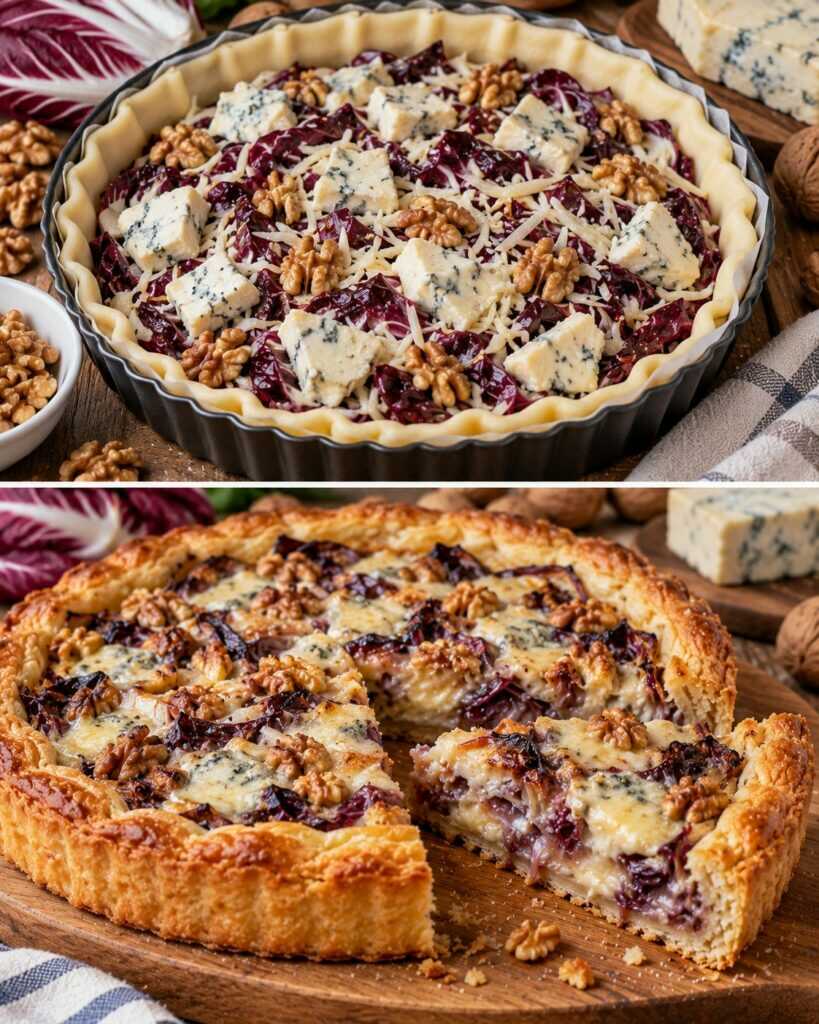 Crostata Salata con Radicchio, Gorgonzola e Noci
