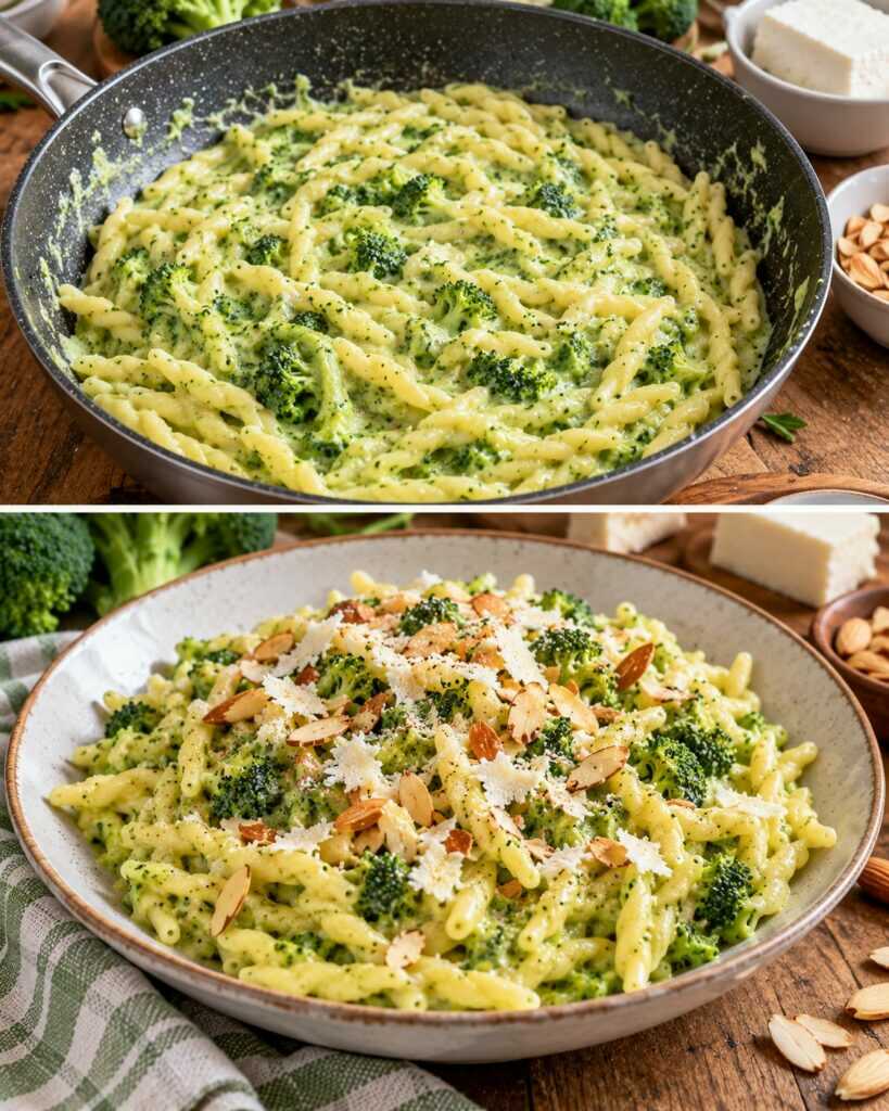 Trofie con Crema di Broccoli, Ricotta Salata e Mandorle