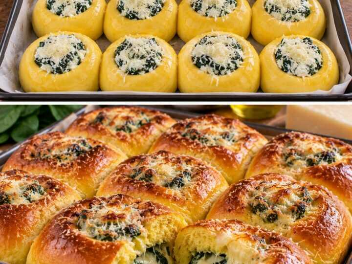 🥖 Panini Soffici allo Zafferano con Cuore di Ricotta, Spinaci e Pecorino 🧀🌿