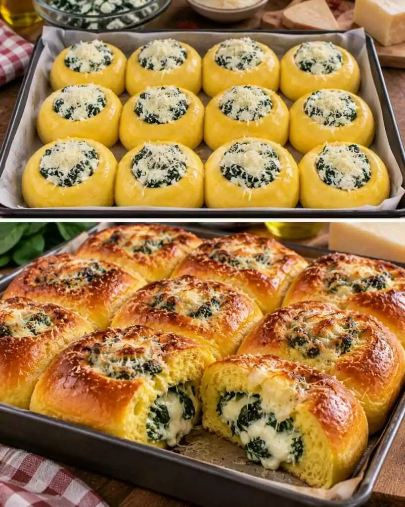 🥖 Panini Soffici allo Zafferano con Cuore di Ricotta, Spinaci e Pecorino 🧀🌿