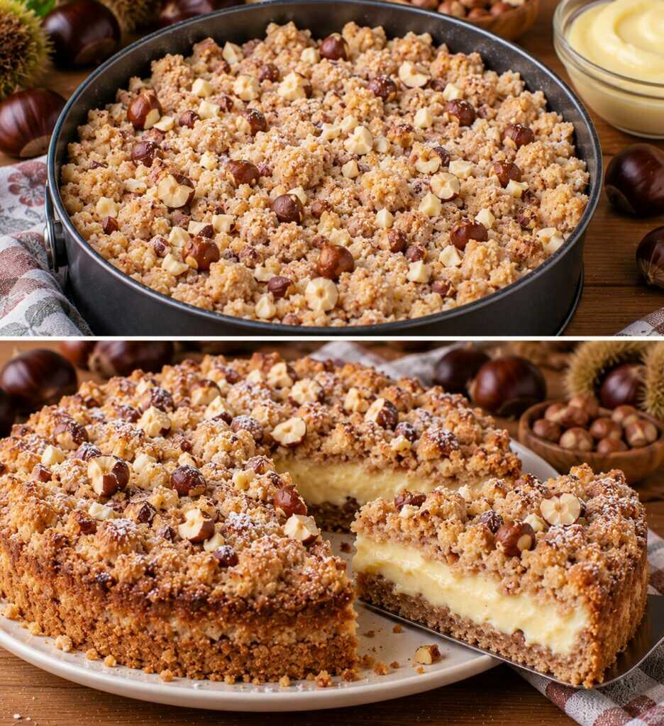 Sbriciolata alle Castagne con Crema alla Vaniglia e Nocciole