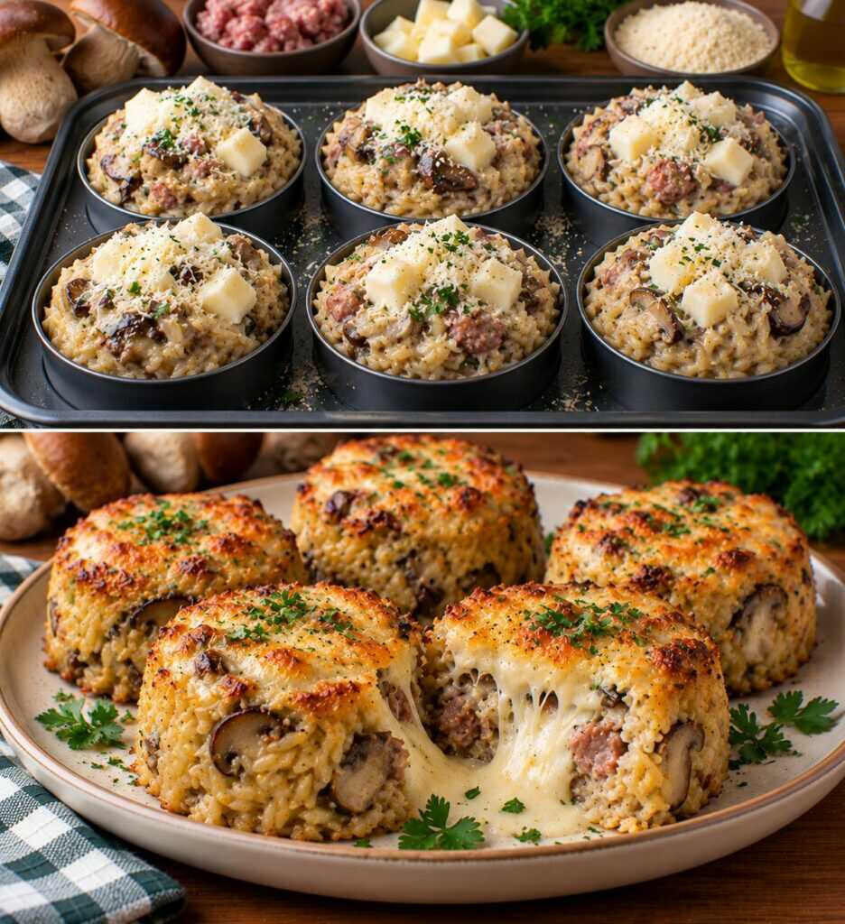 Timballini di Orzo con Funghi Porcini, Salsiccia e Fonduta di Fontina: Croccanti Fuori e Cremosi Dentro