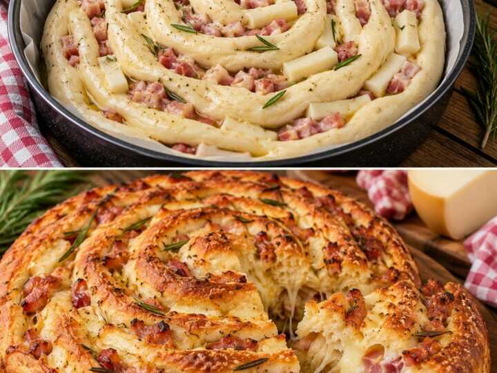 Focaccia a Spirale con Pancetta, Scamorza Affumicata e Rosmarino