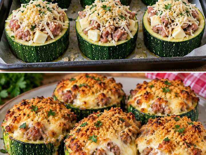 Cestini di Zucchine con Salsiccia, Scamorza e Pangrattato