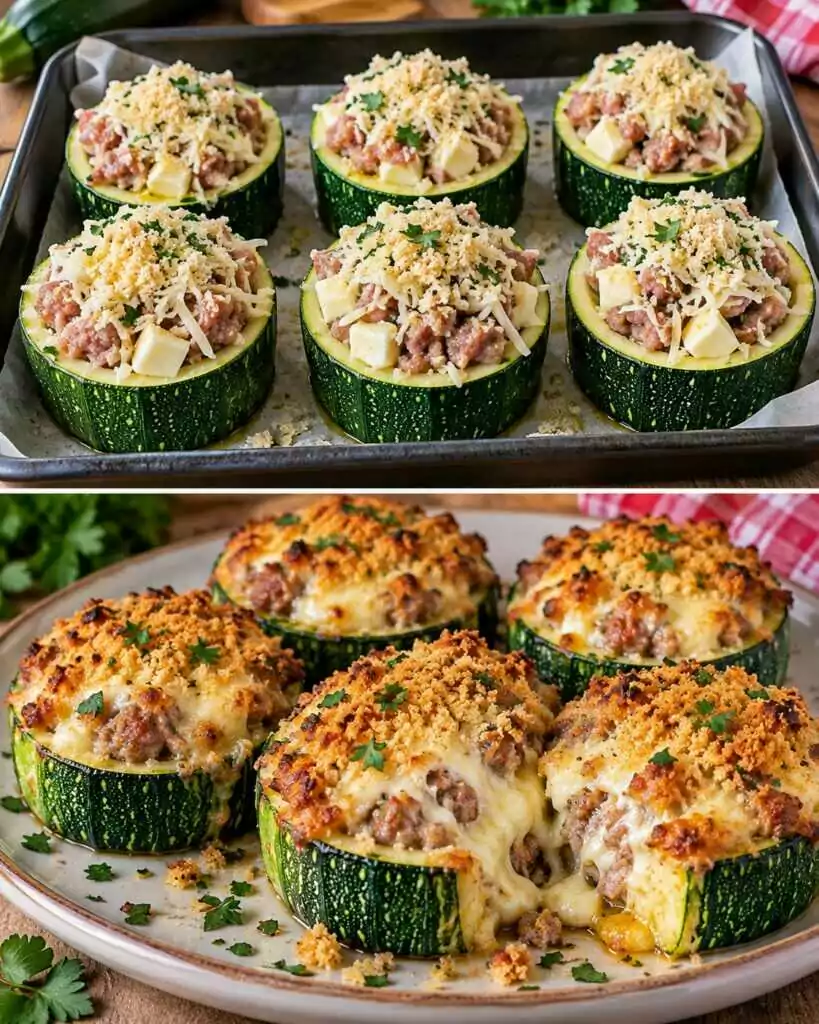 Cestini di Zucchine con Salsiccia, Scamorza e Pangrattato