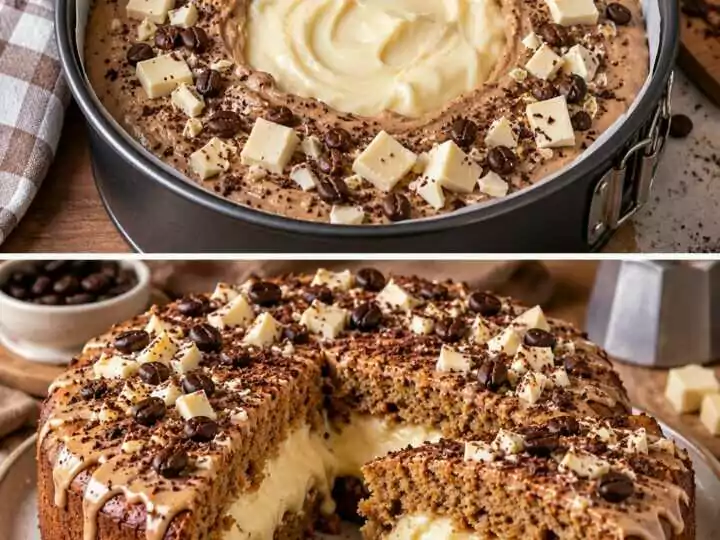 Torta al Caffè con Cuore Cremoso di Cioccolato Bianco