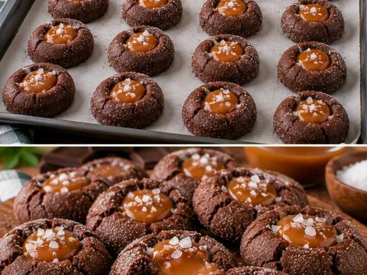 🍫 Biscotti al Cacao con Cuore di Caramello Salato