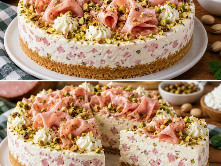 Cheesecake Salata Fredda con Mortadella, Ricotta e Granella di Pistacchi