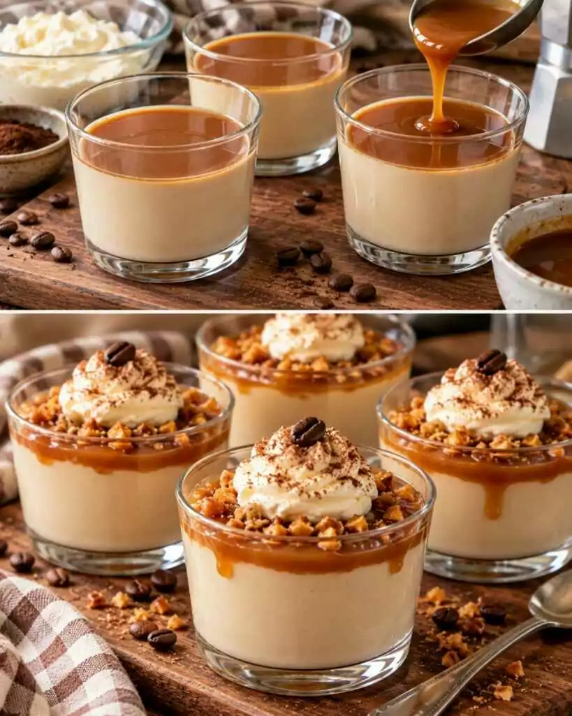 ☕ Panna Cotta al Cappuccino con Salsa al Caramello Salato