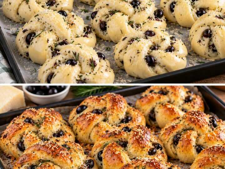 Nodini di Pane al Parmigiano con Olive Nere e Rosmarino