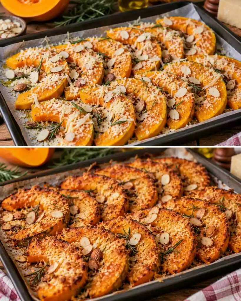 Zucca a Fette Croccante con Pecorino, Rosmarino e Mandorle
