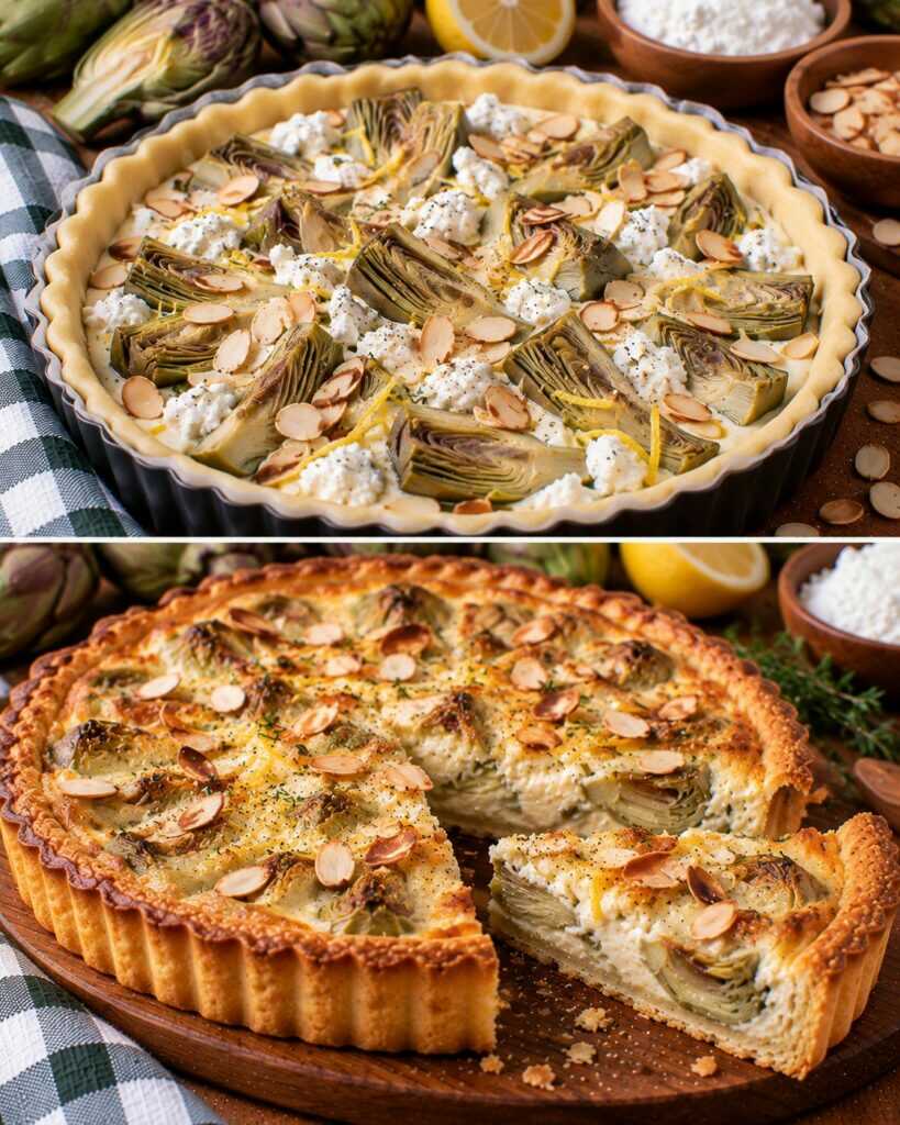 🥧 Torta Salata con Carciofi, Limone, Ricotta e Mandorle Tostate