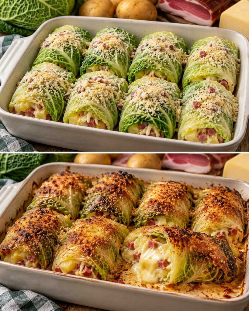 Involtini Croccanti di Verza con Patate, Speck e Fontina