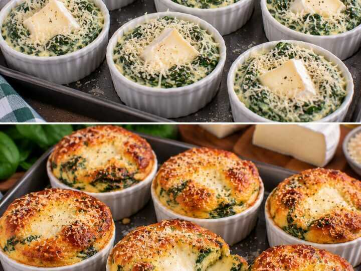 Mini Soufflé di Spinaci con Parmigiano e Cuore di Brie