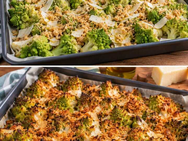 Broccolo Romanesco Arrosto con Pecorino e Mollica Croccante