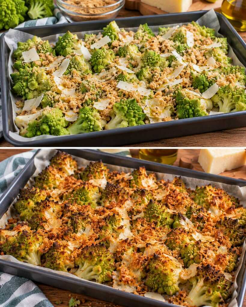 Broccolo Romanesco Arrosto con Pecorino e Mollica Croccante