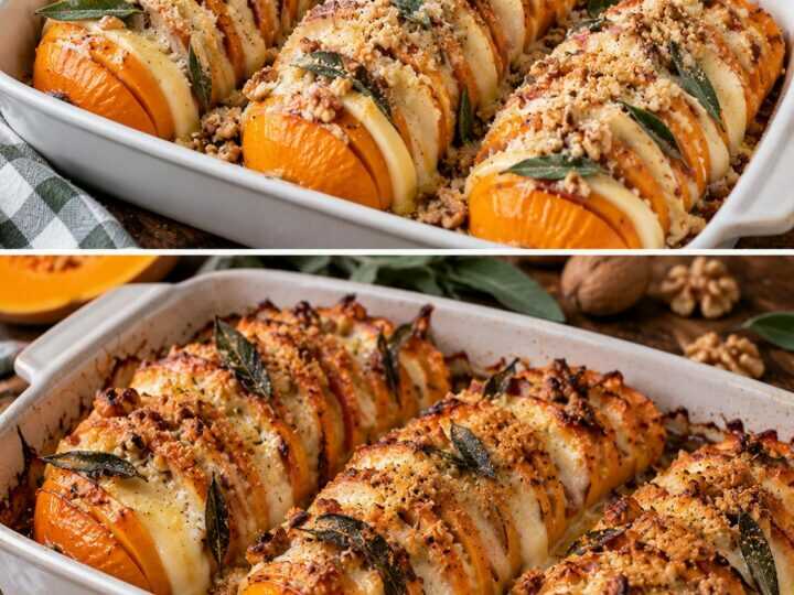🎃 Zucca a Ventaglio con Scamorza Affumicata, Noci e Salvia