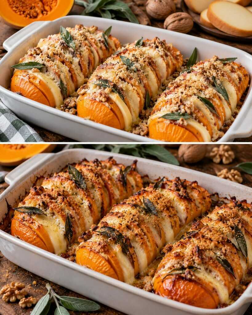 🎃 Zucca a Ventaglio con Scamorza Affumicata, Noci e Salvia