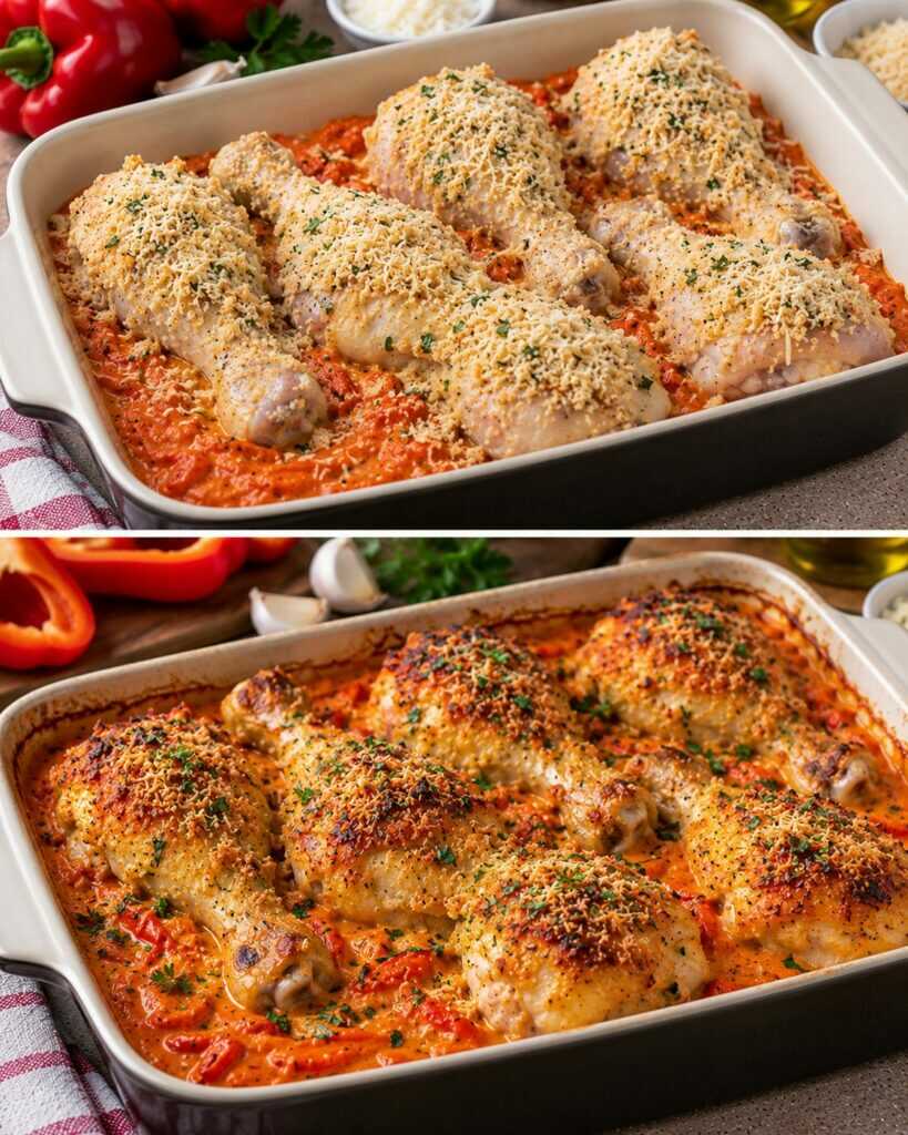 Cosce di Pollo Croccanti con Panatura di Parmigiano e Crema di Peperoni