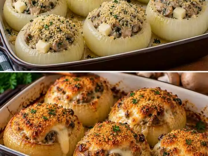 🧅 Cipolle Dorate Ripiene di Funghi, Fontina e Pangrattato alle Erbe