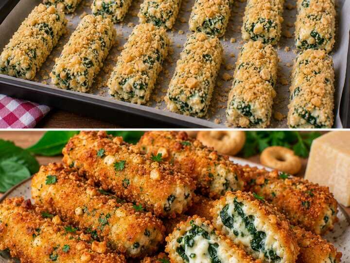 Bastoncini Croccanti di Ricotta e Spinaci con Panatura di Taralli