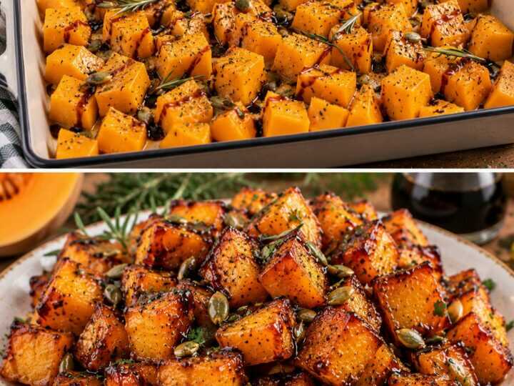 Zucca a Cubetti Glassata con Aceto Balsamico, Miele e Semi di Zucca