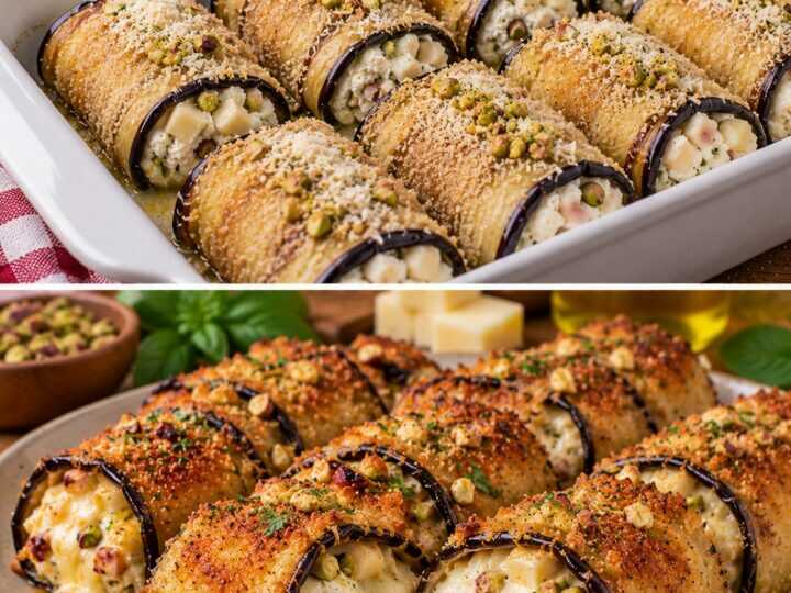 Rotolini di Melanzane Croccanti con Ricotta, Scamorza e Pistacchi