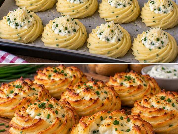 Patate Duchessa Ripiene di Crema di Formaggio e Erba Cipollina
