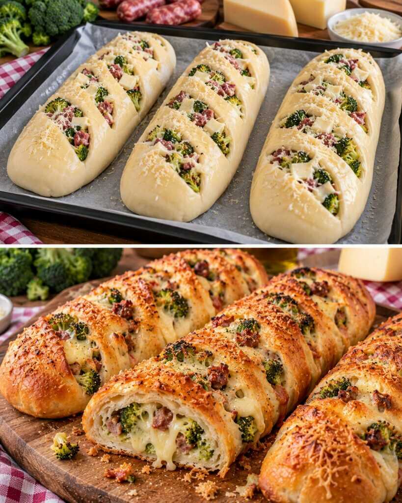 Filoncini Ripieni di Broccoli, Salsiccia e Caciocavallo
